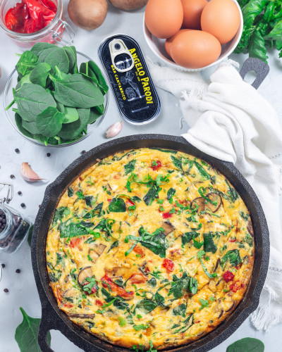 Omelette al forno con verdure fresche e filetti di acciughe Angelo Parodi