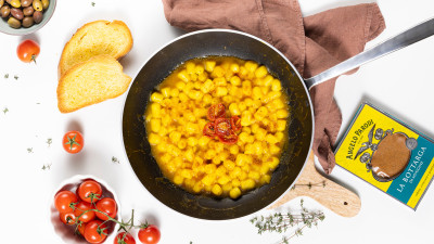 Chicche con zafferano e Bottarga di Muggine Angelo Parodi