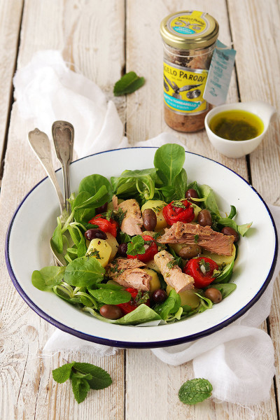 Insalata di Filetti di Tombarello in Olio d'Oliva Angelo Parodi, peperoni e patate