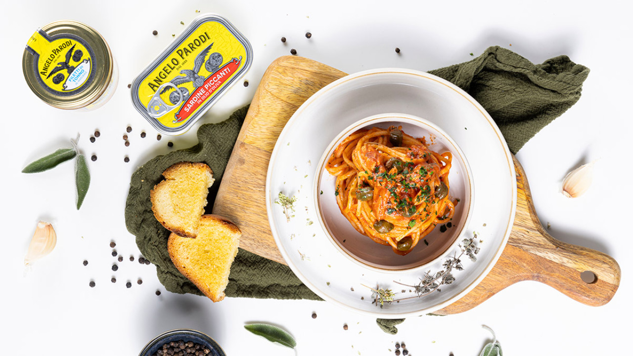 Fedelini con Filetti di Tonno al Naturale e Sardine Piccanti Angelo Parodi