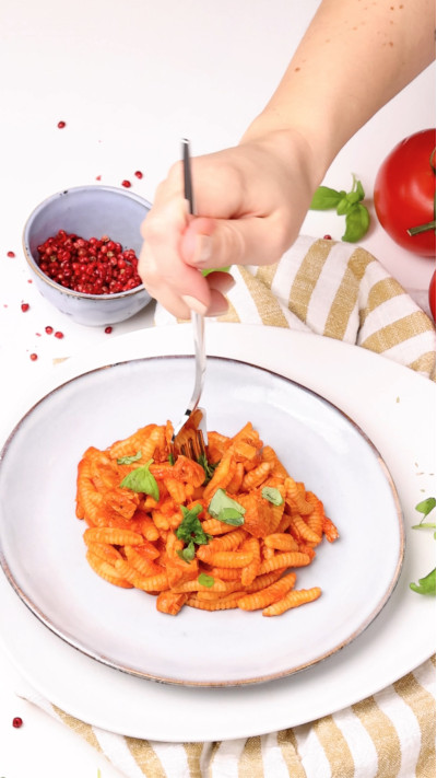Malloreddus sardi con pomodoro e Tranci di Tonno in Olio d’Oliva Angelo Parodi