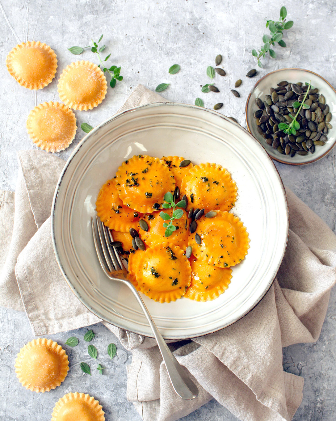 Ravioli ripieni di zucca e Filetti di Sgombro in Olio d’Oliva Angelo Parodi