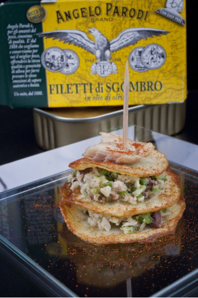 Fish & Chips fingerfood con Filetti di Sgombro in Olio d'Oliva Angelo Parodi