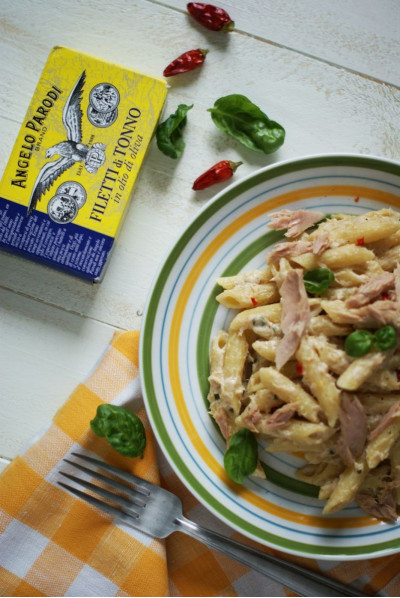 Penne con crema di Filetti di Tonno in Olio d'Oliva Angelo Parodi