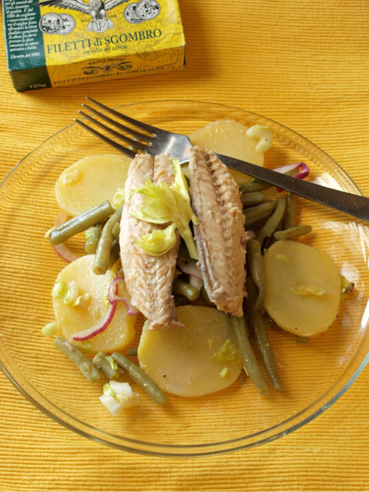 Insalatina di Filetti di Sgombro in Olio d'Oliva Angelo Parodi con sedano, patate, fagiolini 