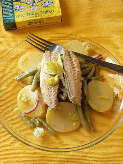 Insalatina di Filetti di Sgombro in Olio d'Oliva Angelo Parodi con sedano, patate, fagiolini 