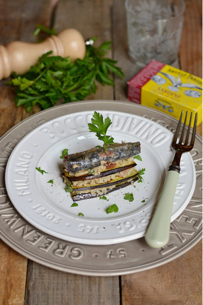 Torretta di melanzane e Filetti di Sardine in Olio d'Oliva Angelo Parodi