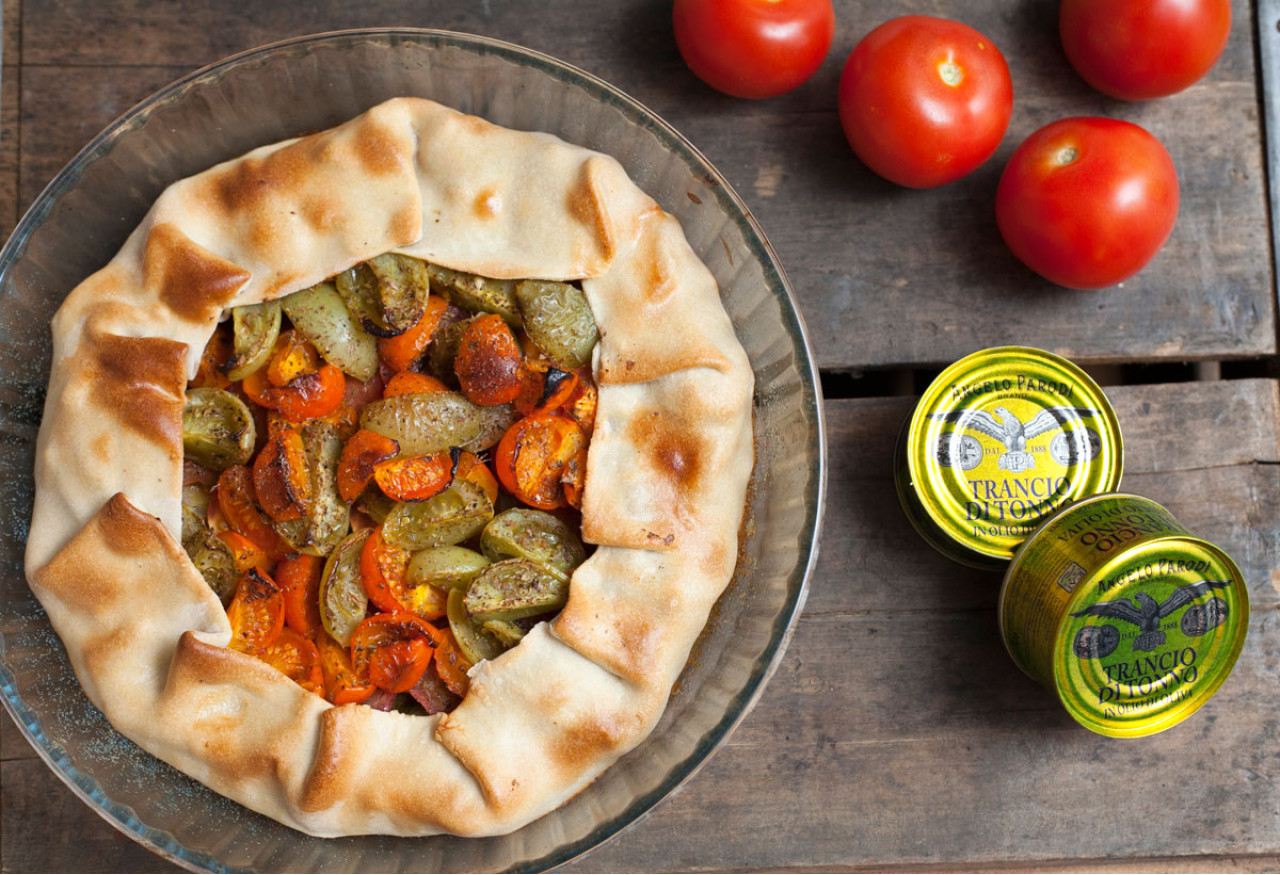 Tart estiva con Trancio di Tonno in Olio di Oliva Angelo Parodi e pomodorini