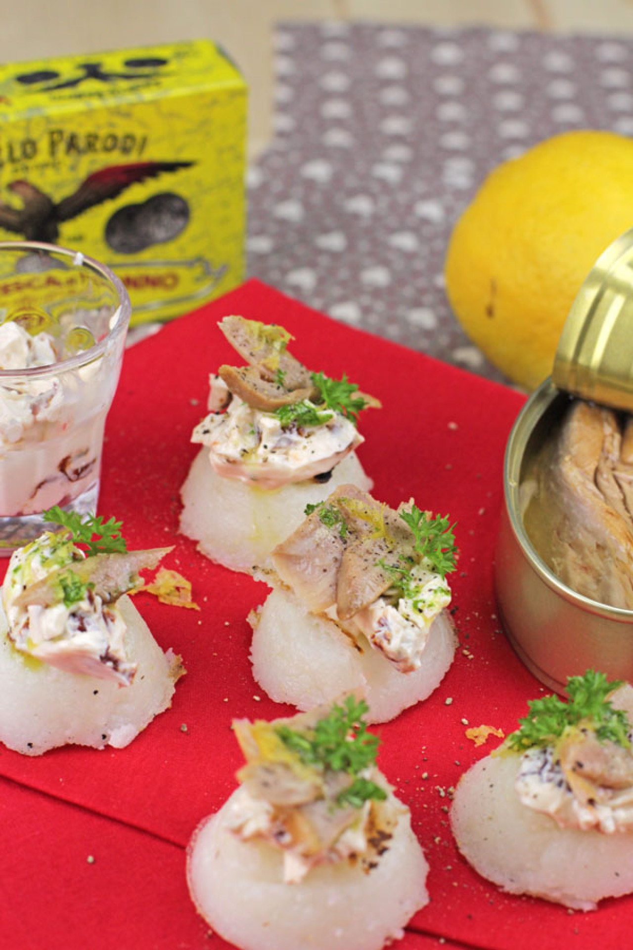 Bocconcini di polenta bianca con Ventresca di Tonno in Olio d'Oliva Angelo Parodi