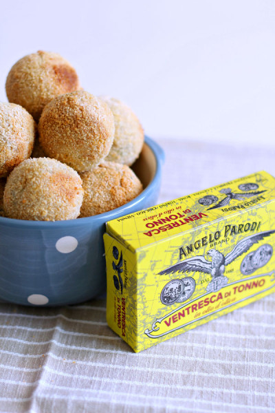 Crocchette di riso e Ventresca di Tonno in Olio d'Oliva Angelo Parodi con cuore filante