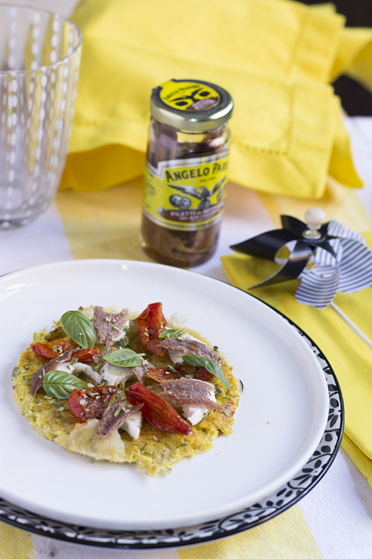 Pizza di zucchine con pomodorini e Filetti di Acciughe del Mar Cantabrico Angelo Parodi