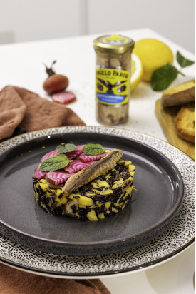 Filetto di sgombro al naturale Angelo Parodi con tartare di mango e riso venere